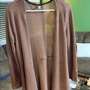 Elegant Brown Knit Cardigan